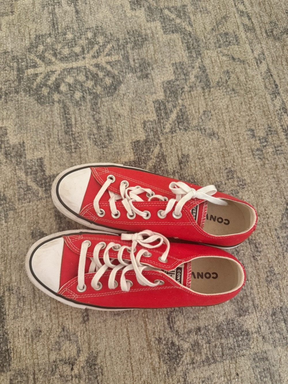 Converse Red Low-Top Canvas Sneakers with White Accents